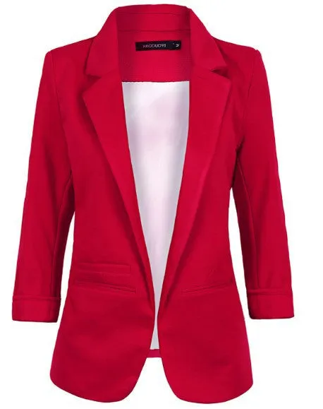 Autumn Fashion Women 7 Colors Slim Fit Blazer Jackets Notched Three Quarter Sleeve Blazer