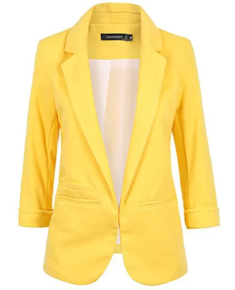 Autumn Fashion Women 7 Colors Slim Fit Blazer Jackets Notched Three Quarter Sleeve Blazer