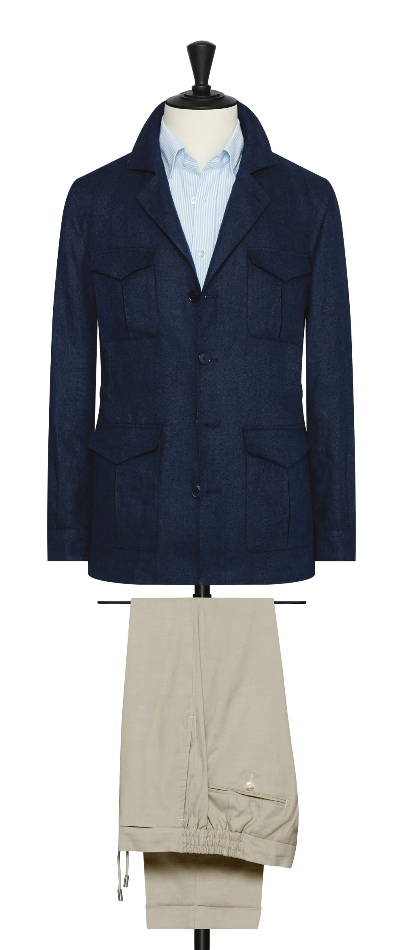 Baird McNutt Navy Blue Irish Linen with Micro Effect