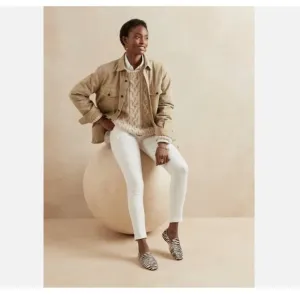 Banana Republic Mid-Rise SCULPT Skinny Size 16/33 SHORT White Jeans RETAIL $100