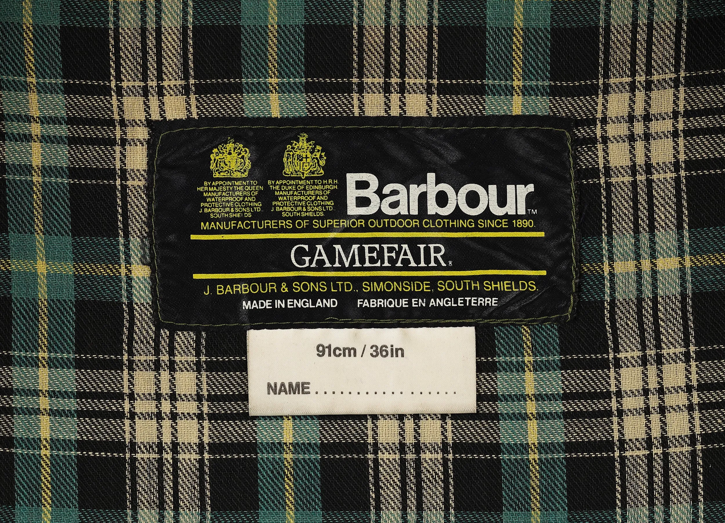 Barbour Gamefair Wax Coat Jacket - Green - S