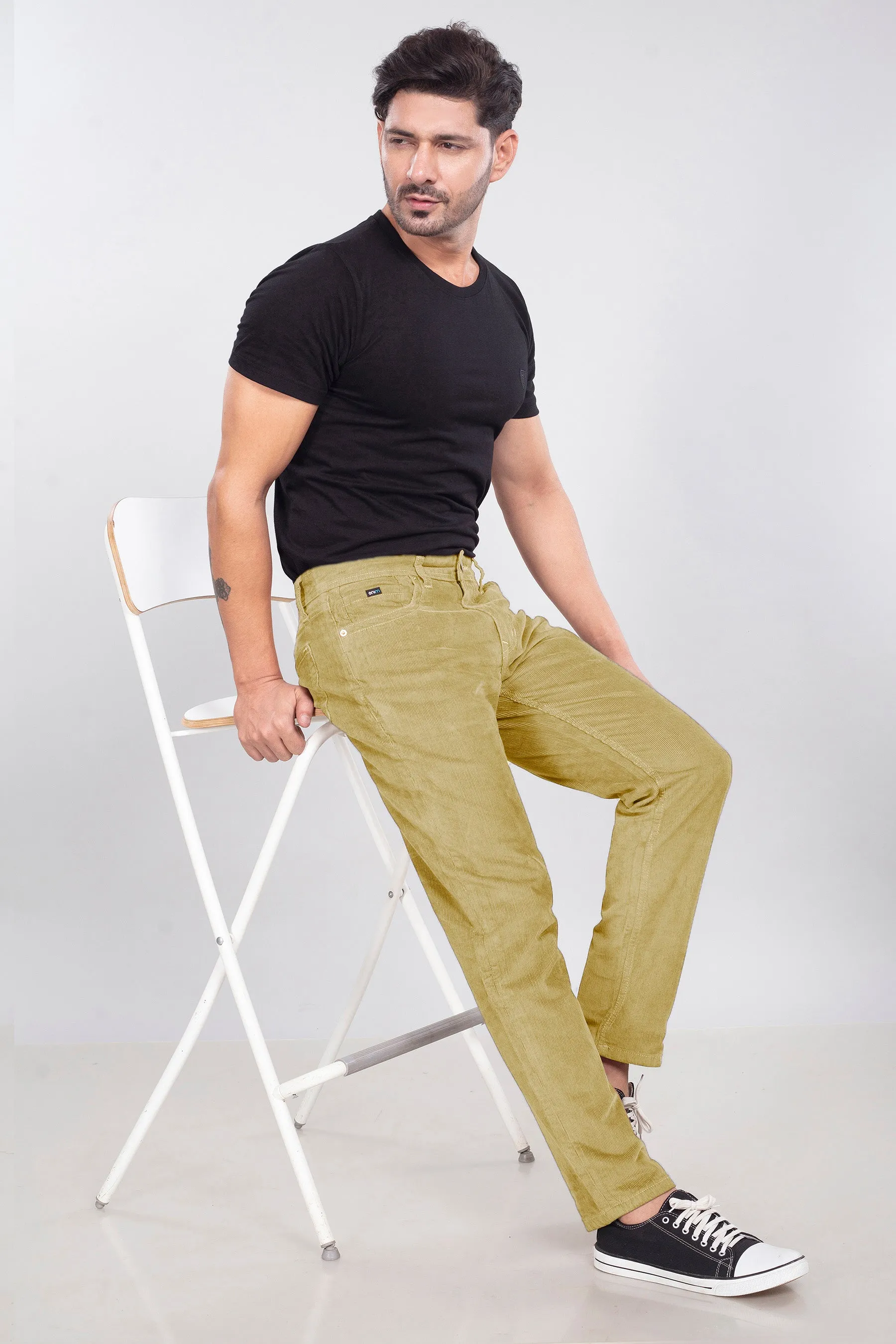 Beige Stretch Corduroy Jeans