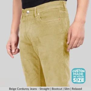 Beige Stretch Corduroy Jeans