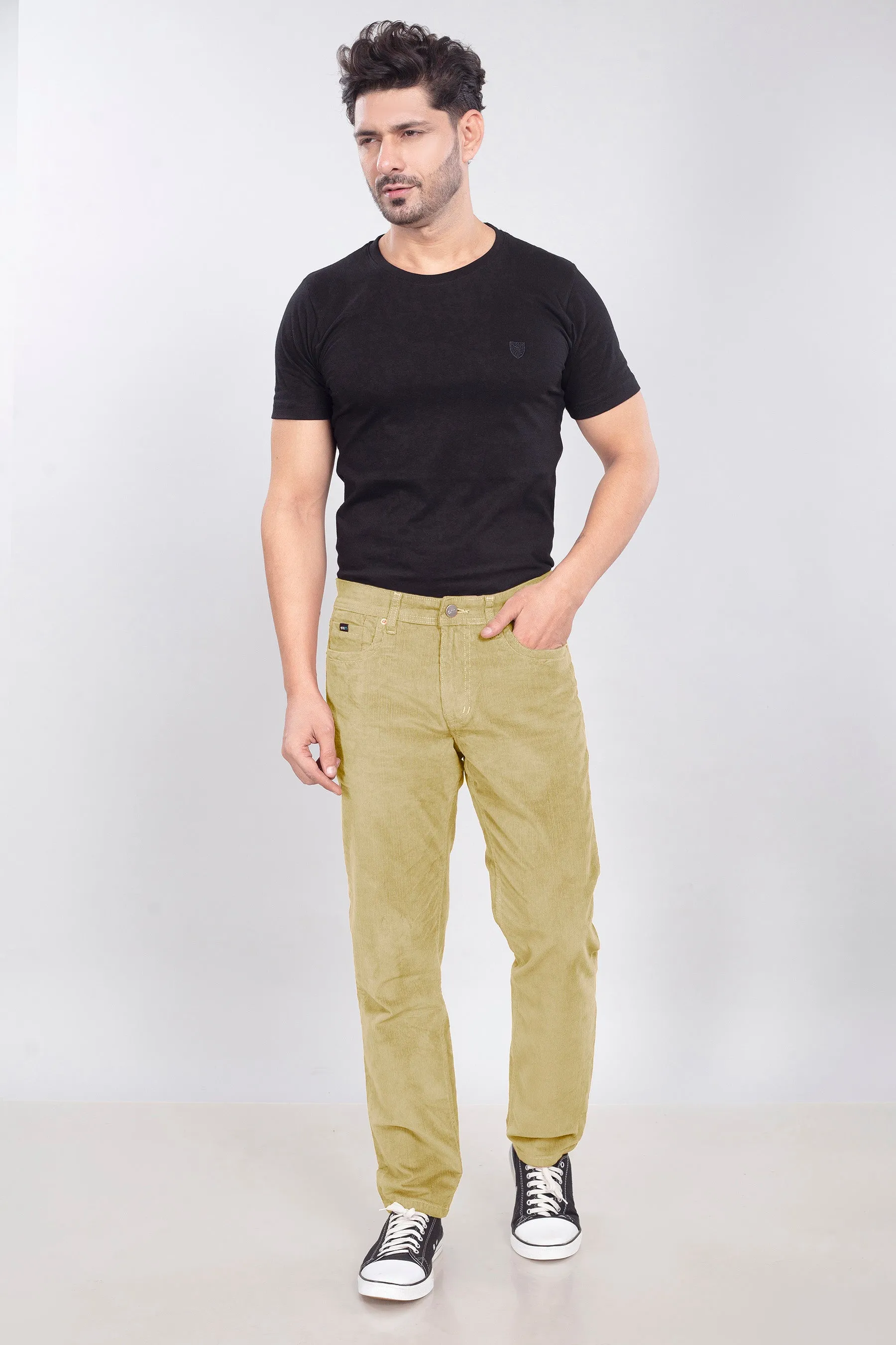 Beige Stretch Corduroy Jeans