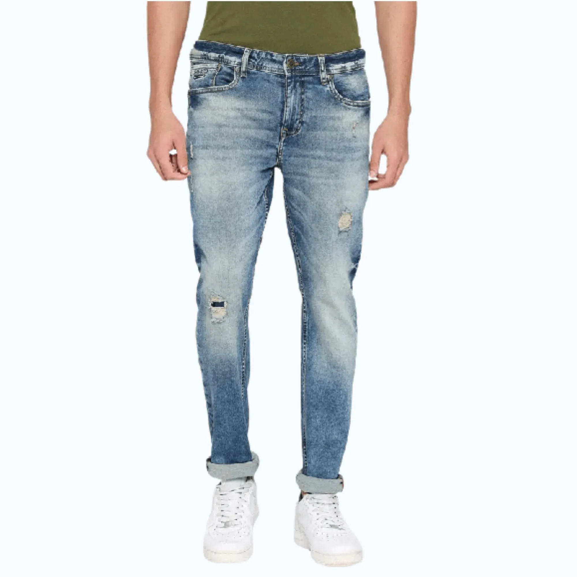 Being Human Slim Fit Men Polo Neck Denim- Blue