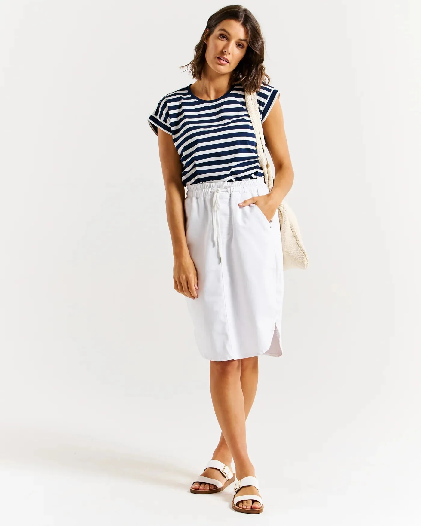 Betty Basics. - Alina Denim Skirt - White
