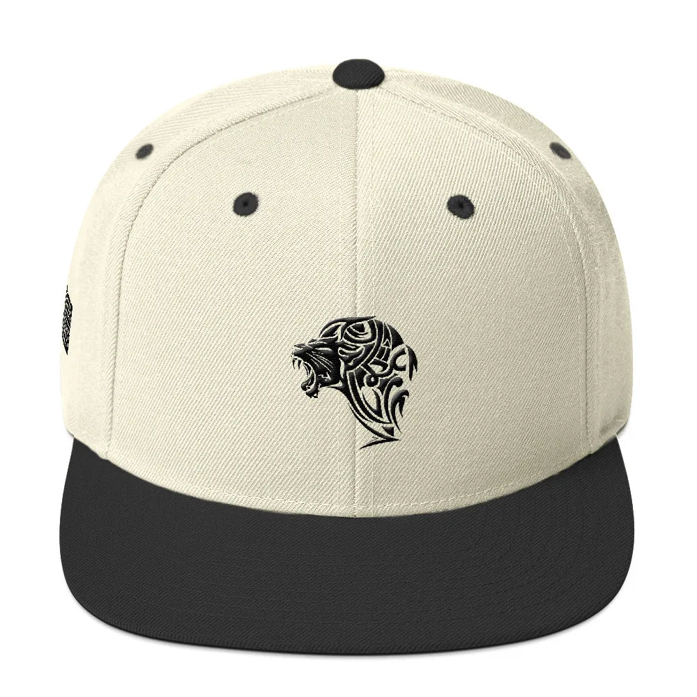 Black & Natural Creme Snapback Lion Hat