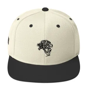 Black & Natural Creme Snapback Lion Hat