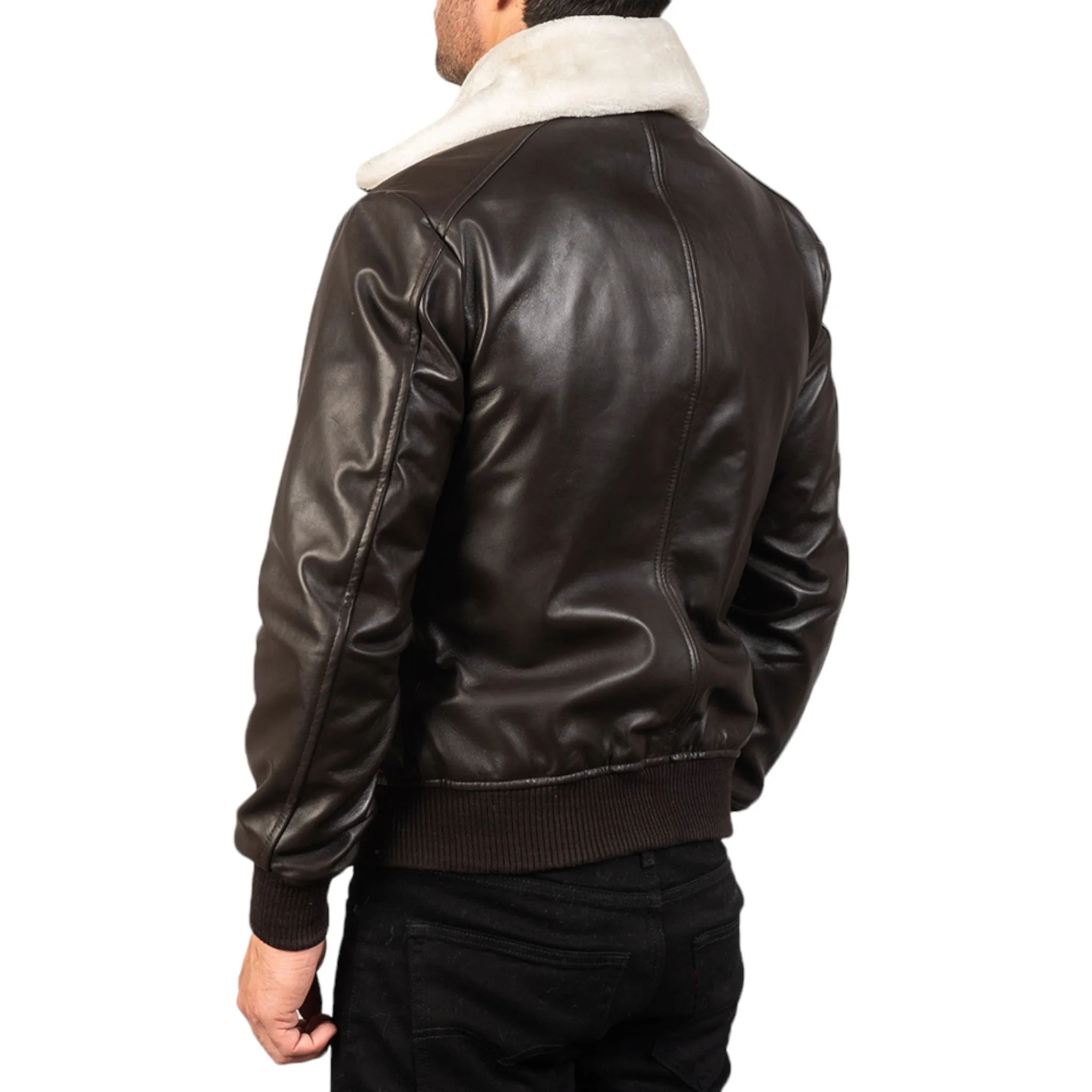 Black & White Leather Bomber Jacket – A Timeless Modern Classic