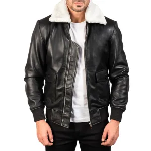 Black & White Leather Bomber Jacket – A Timeless Modern Classic