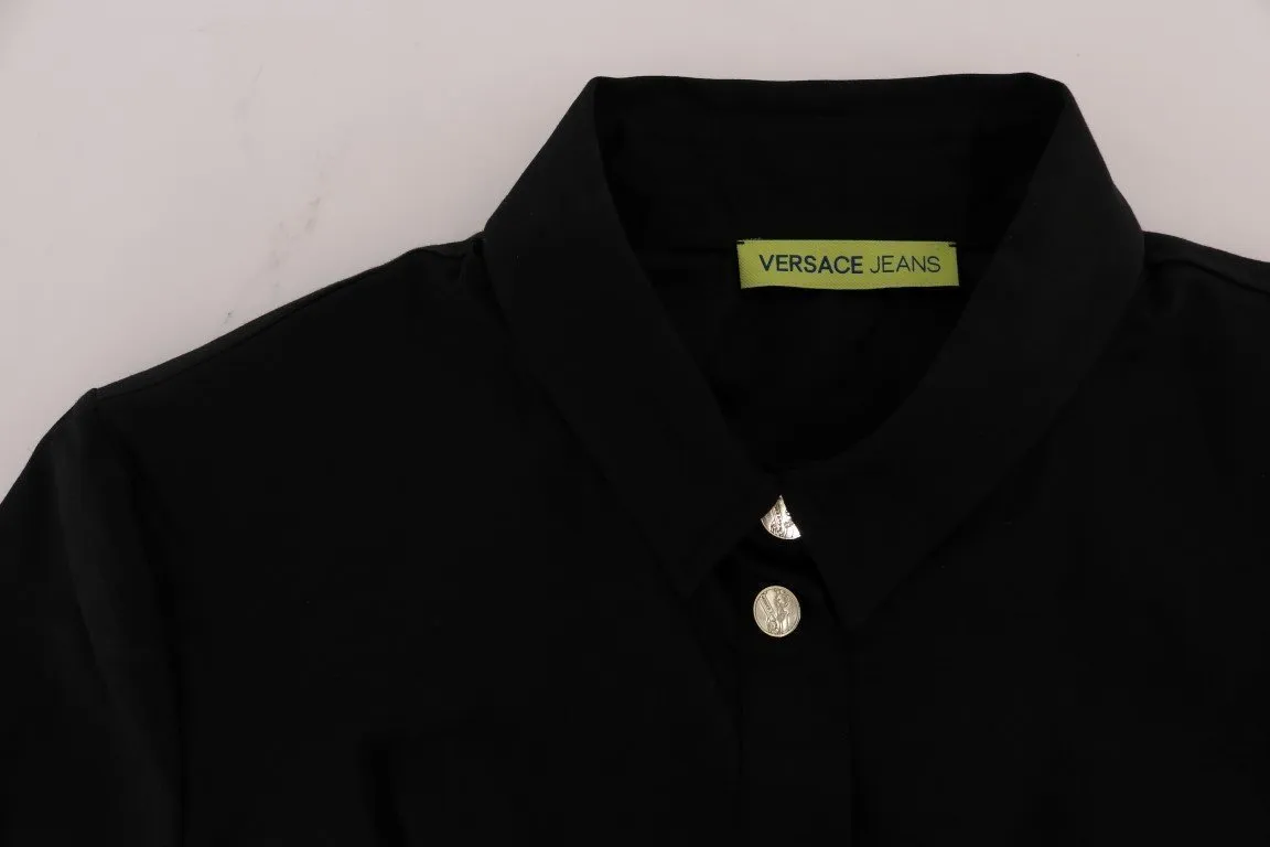 Black Cotton Stretch Shirt Blouse