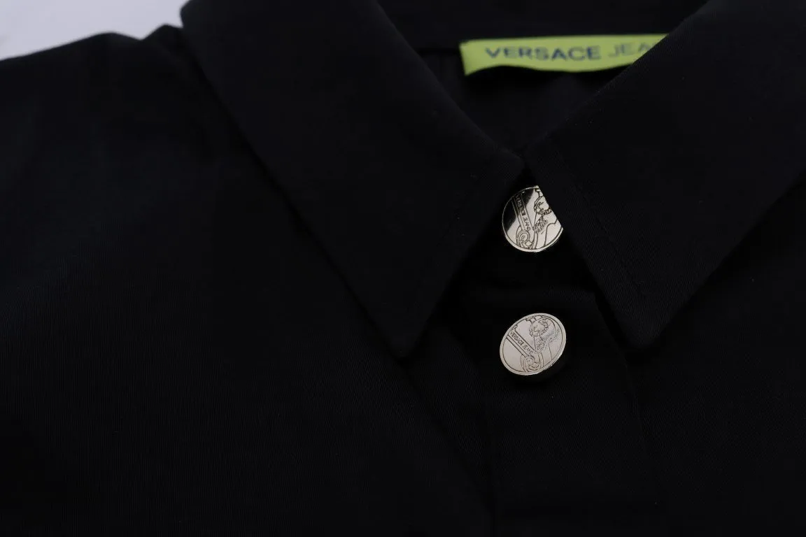 Black Cotton Stretch Shirt Blouse