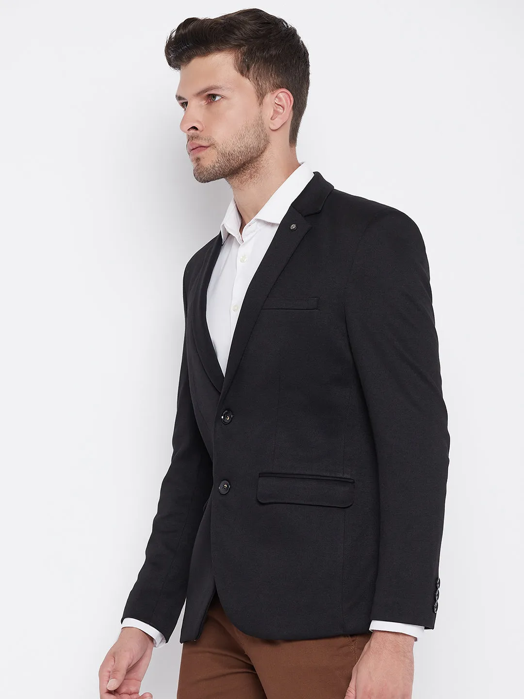 Black Notched Lapel Blazer