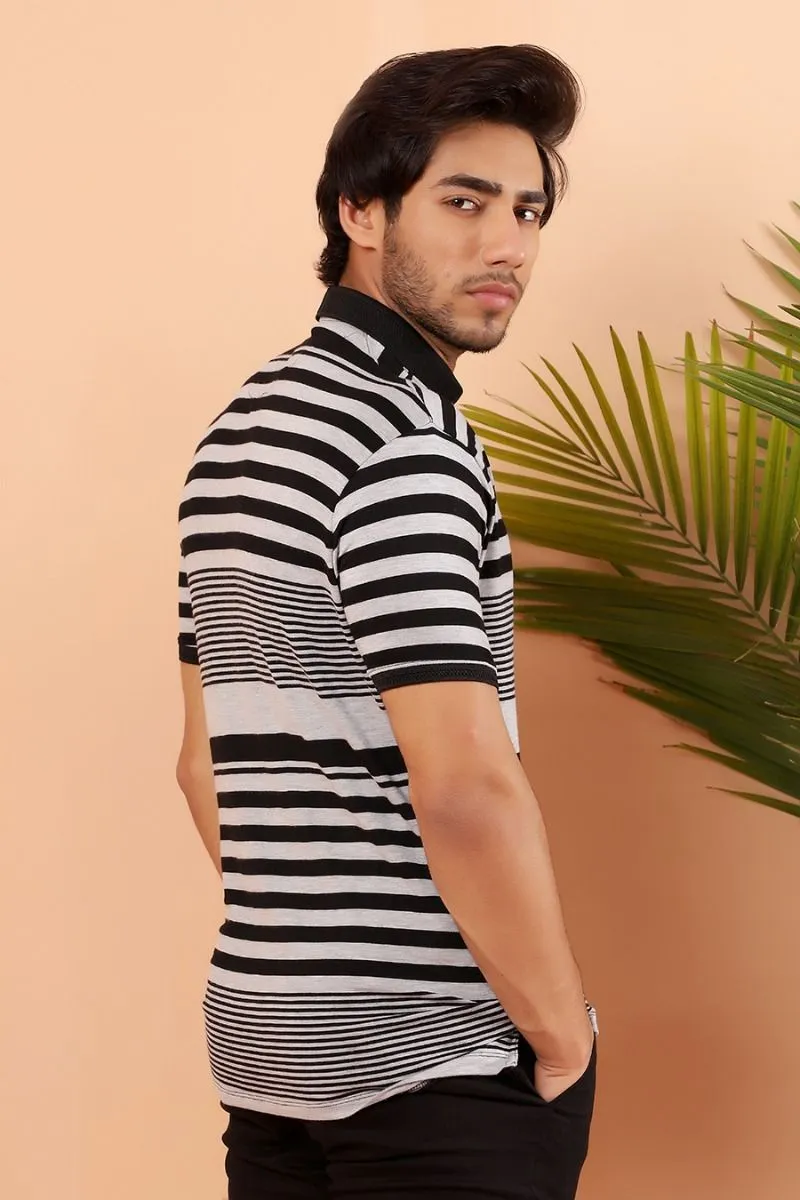 Black Striped Polo