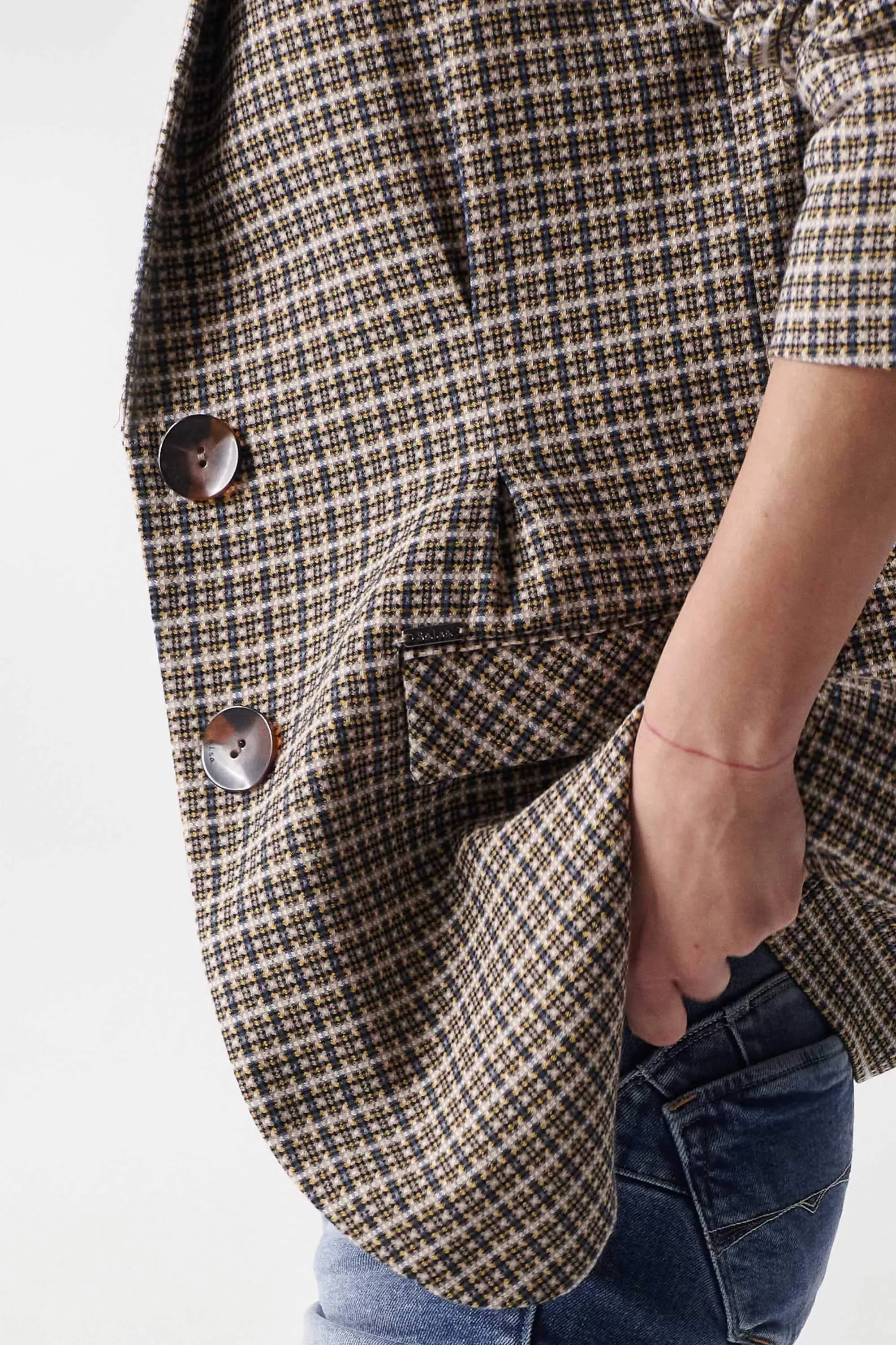 Blazer con estampado de cuadros