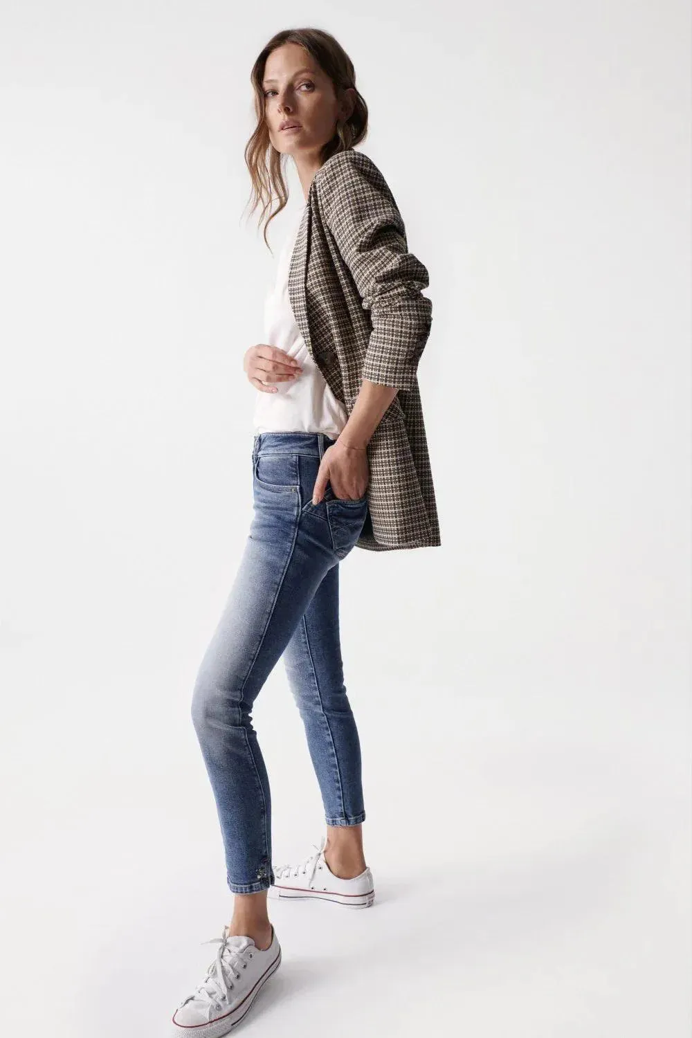 Blazer con estampado de cuadros