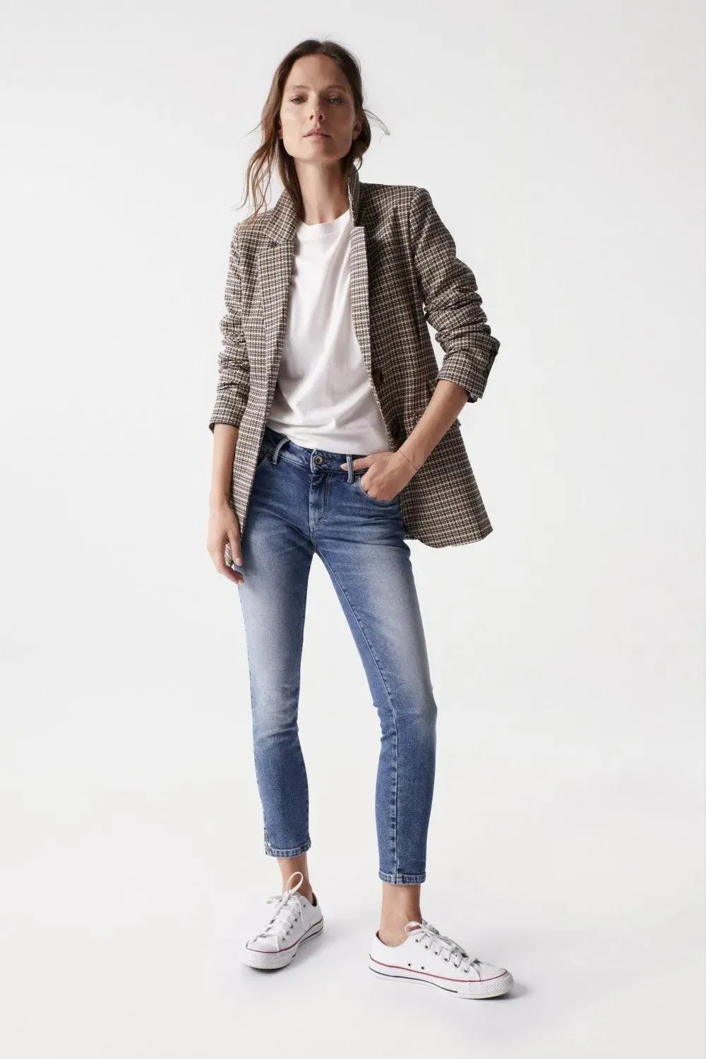 Blazer con estampado de cuadros