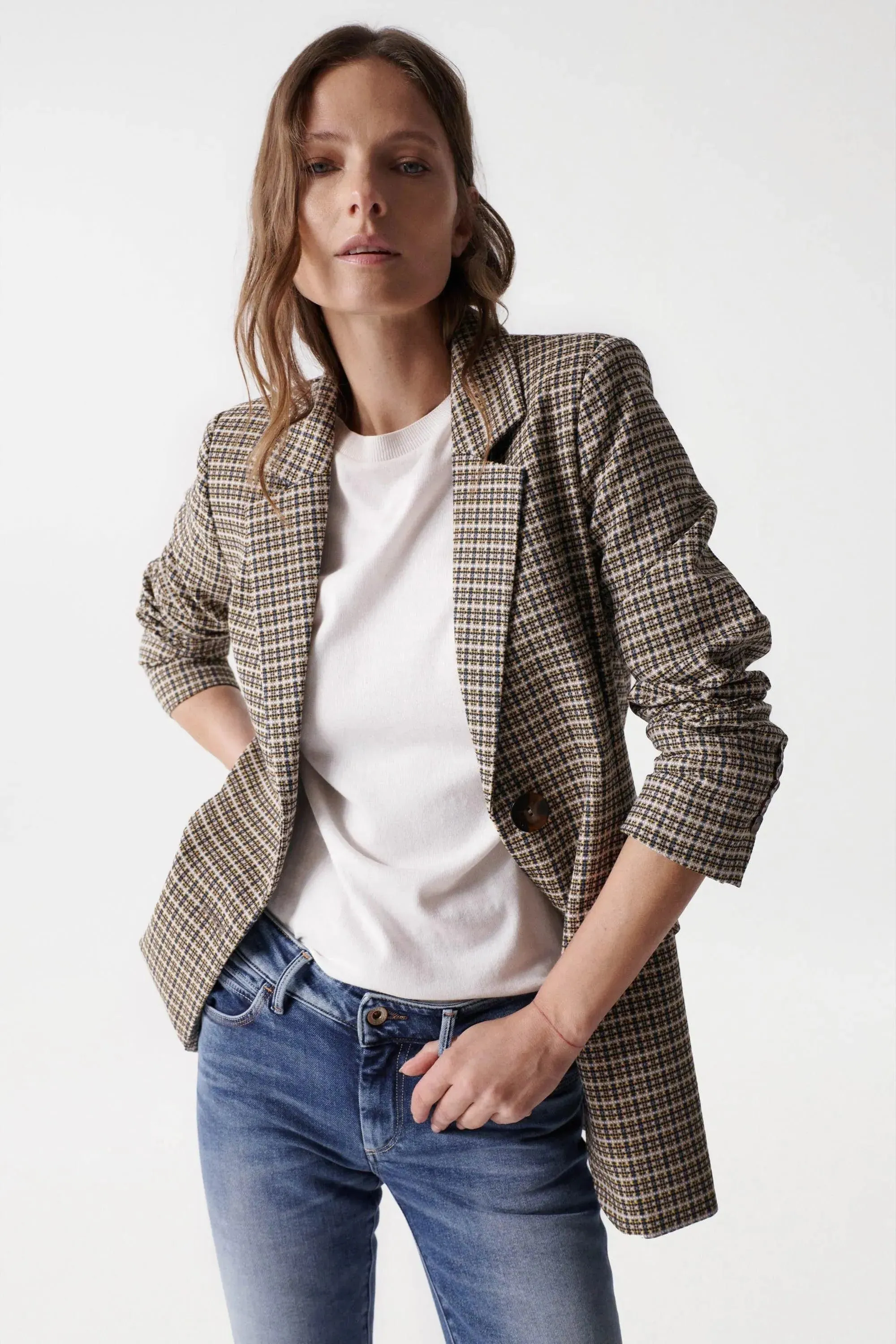 Blazer con estampado de cuadros