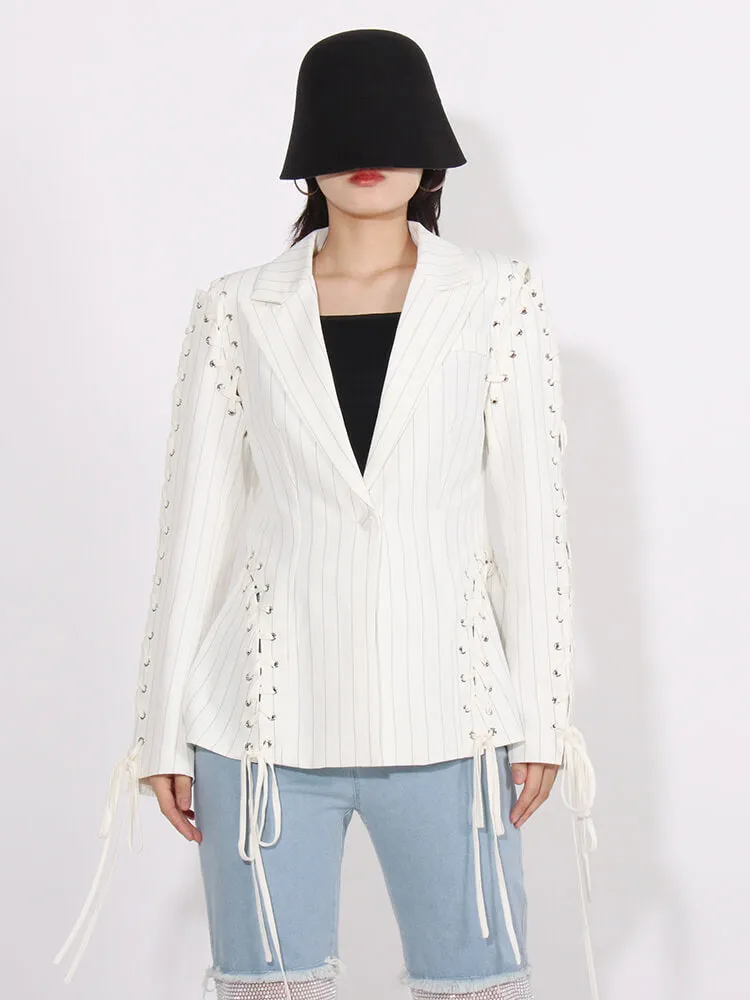 Blazers For Notched Collar Long Sleeve Slim Patchwork Hidden Breasted