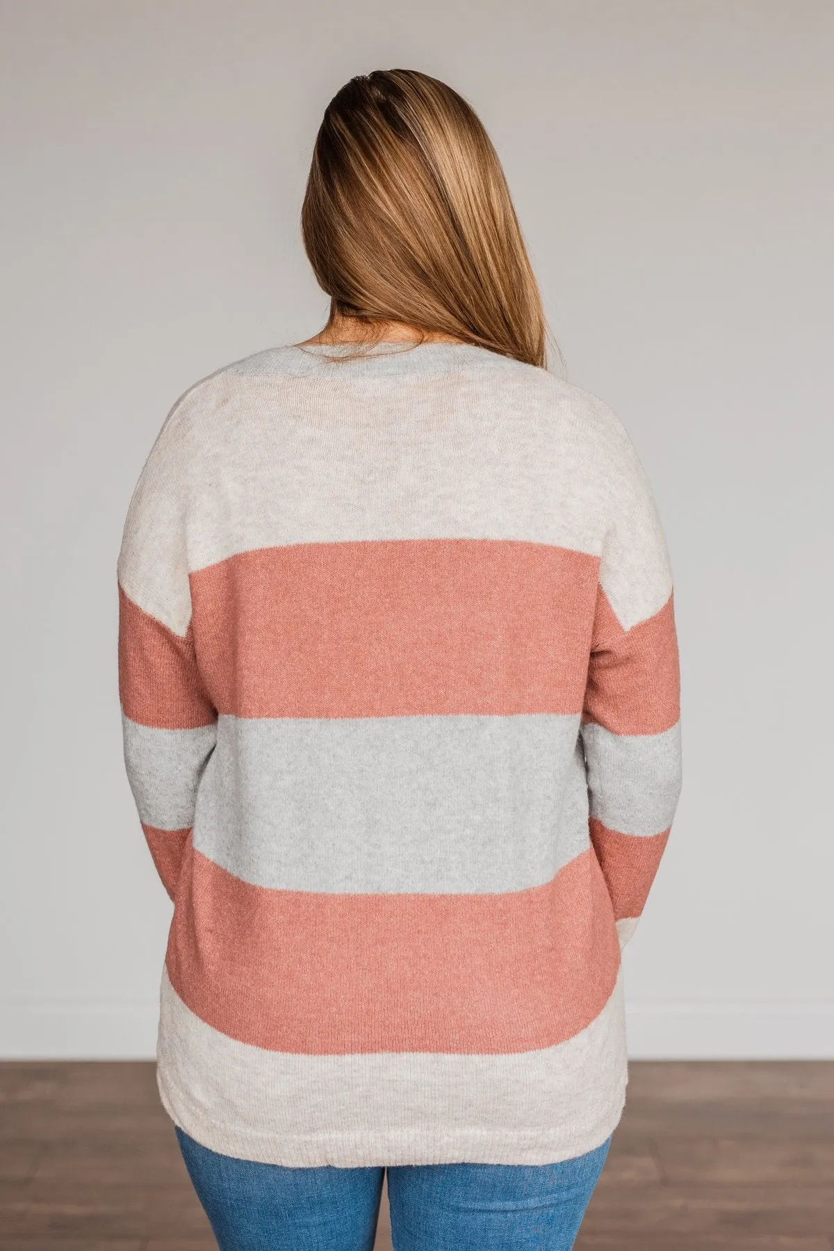 Blissful Feelings Color Block Sweater- Oatmeal & Mauve
