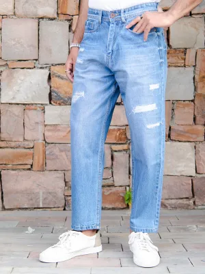 Blue Ripped Baggy Fit Denim Jeans