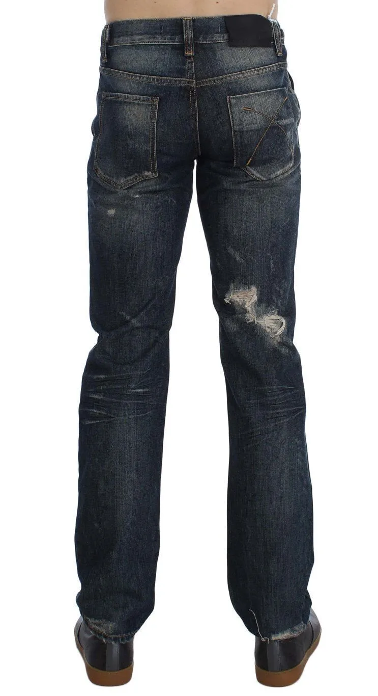 Blue Wash Cotton Denim Regular Fit Jeans