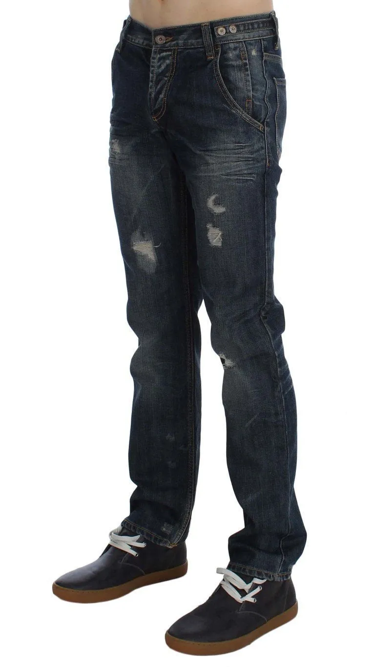 Blue Wash Cotton Denim Regular Fit Jeans