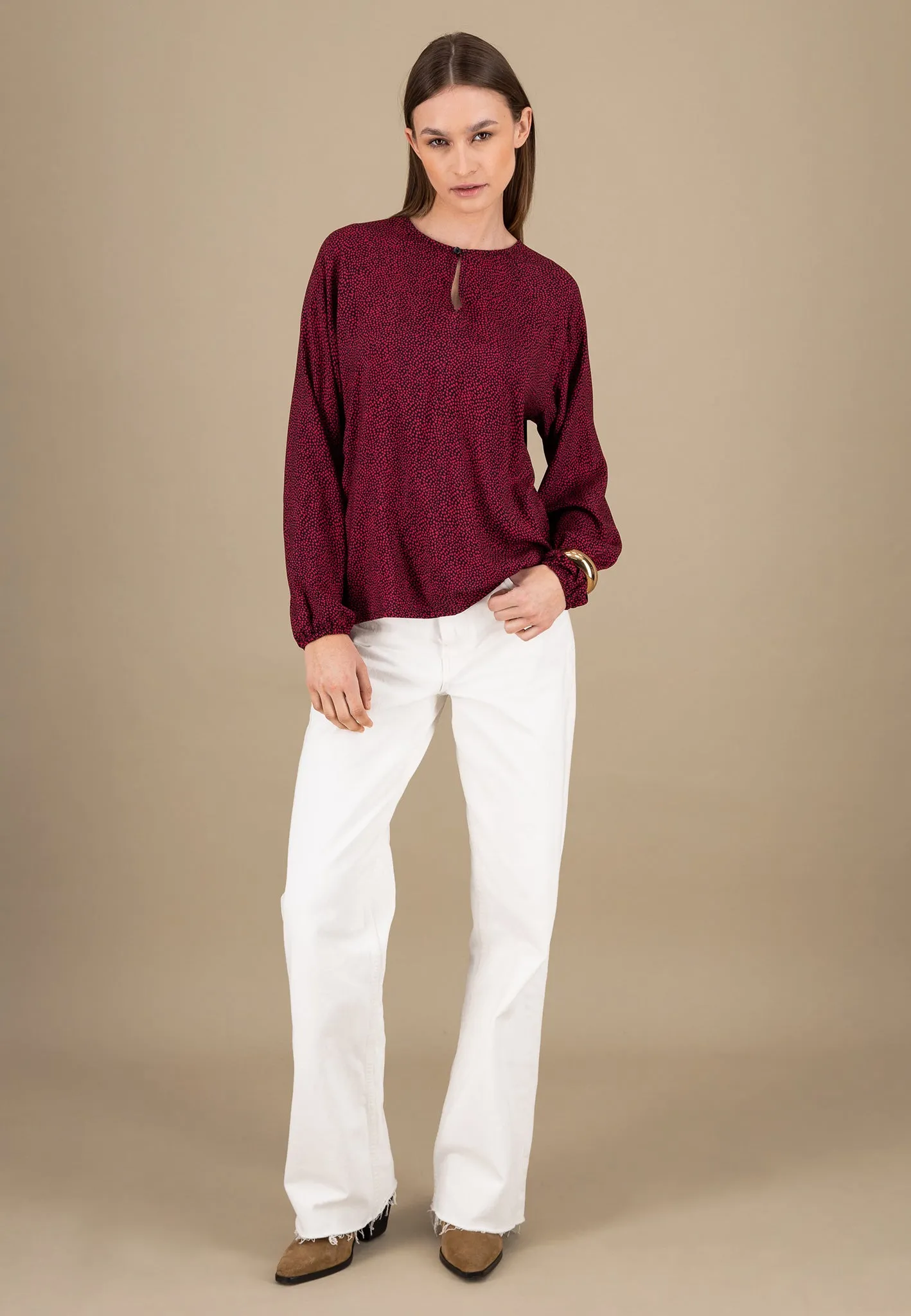 Bluse aus Viskose mit Punkten