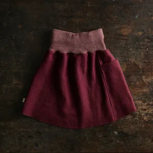 Boiled Merino Wool Skirt - Cassis