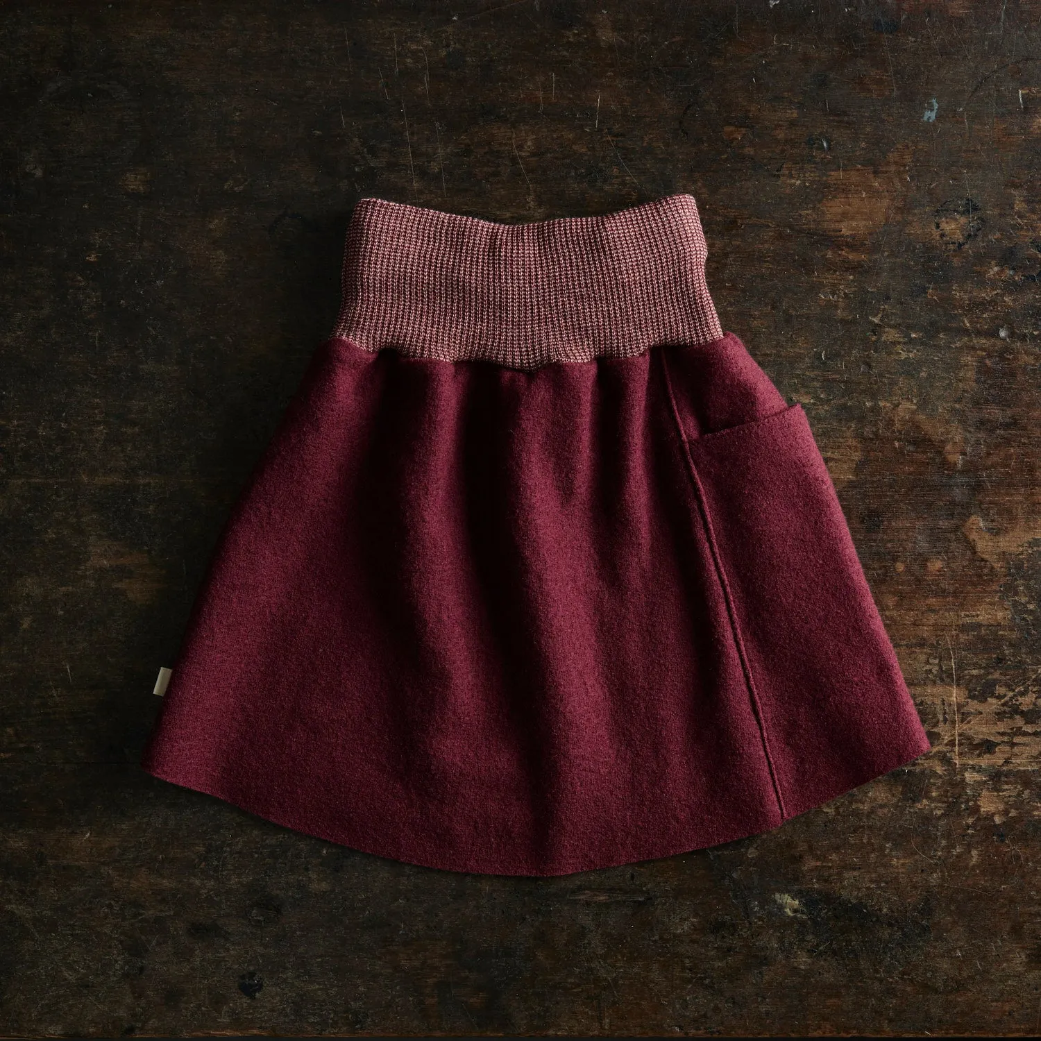 Boiled Merino Wool Skirt - Cassis
