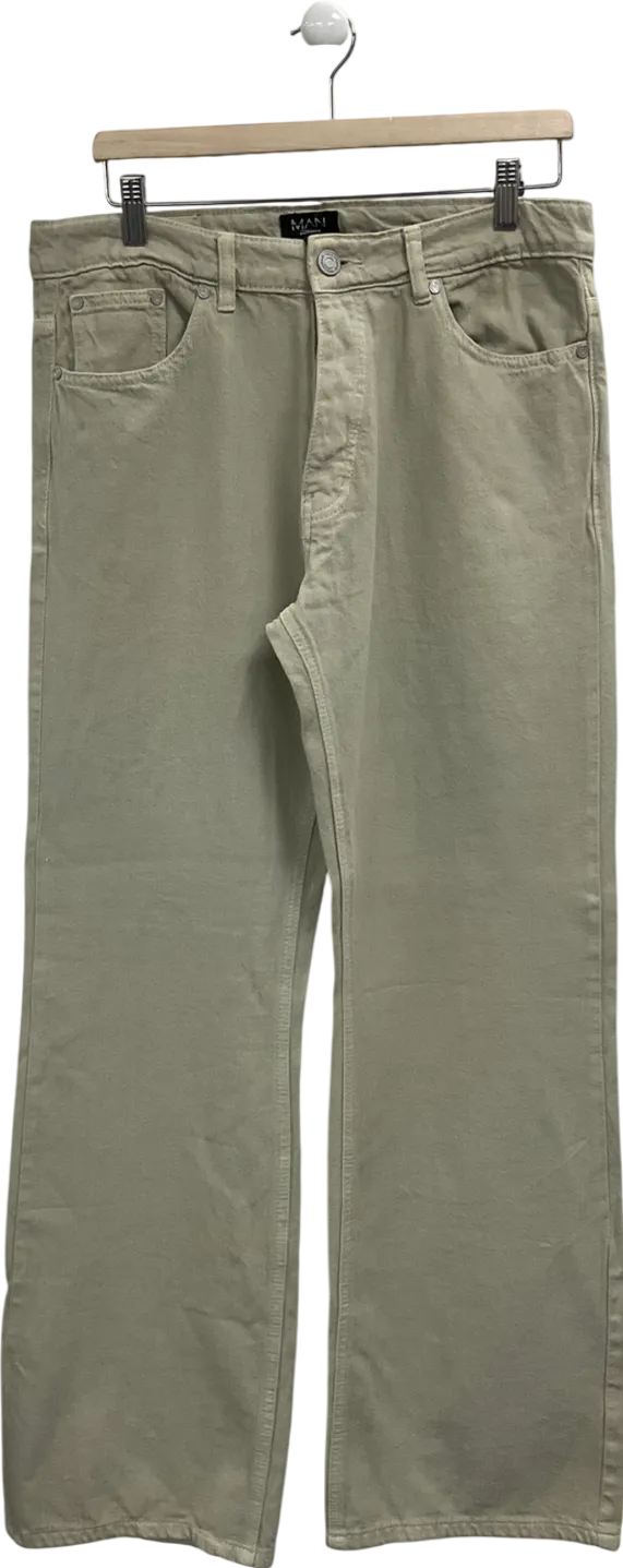 boohooMan Cream Relaxed Fit Jeans W34