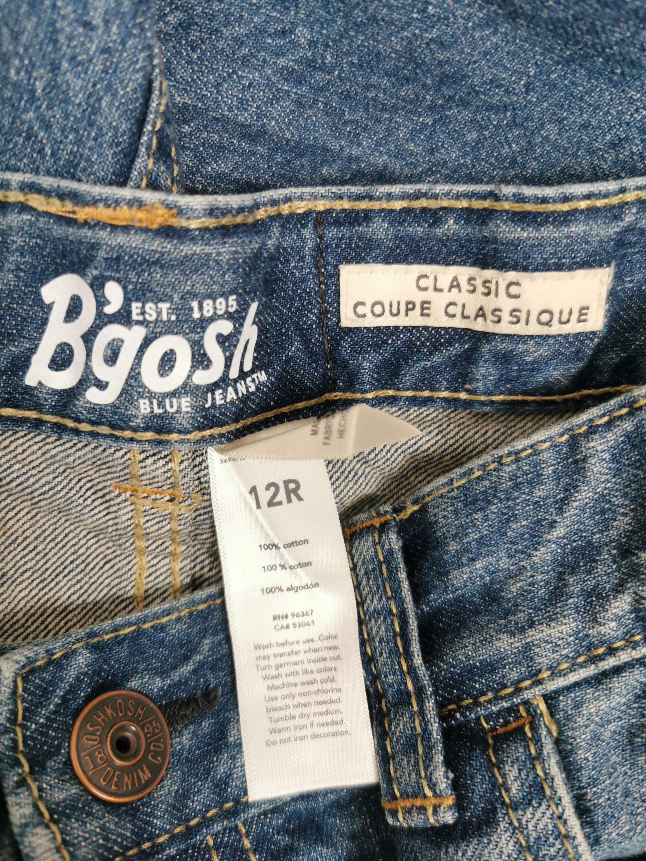 BOY SIZE 12 YEARS - OSHKOSH, Classic Fit, Cotton Jeans EUC B57