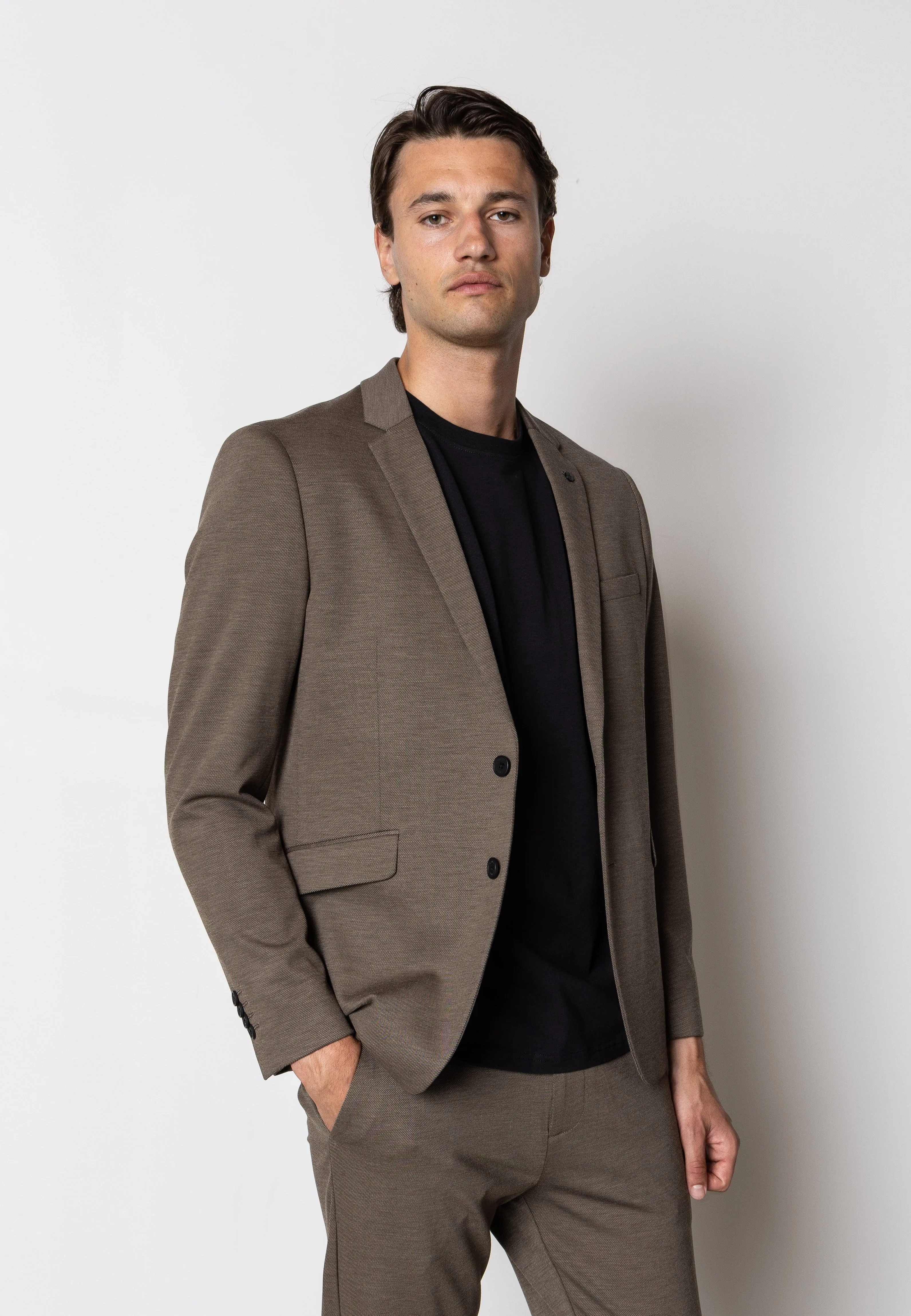 Brendon jersey blazer - Dark Khaki