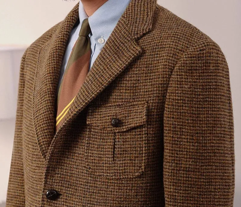 Brown Checkered Tweed Blazer