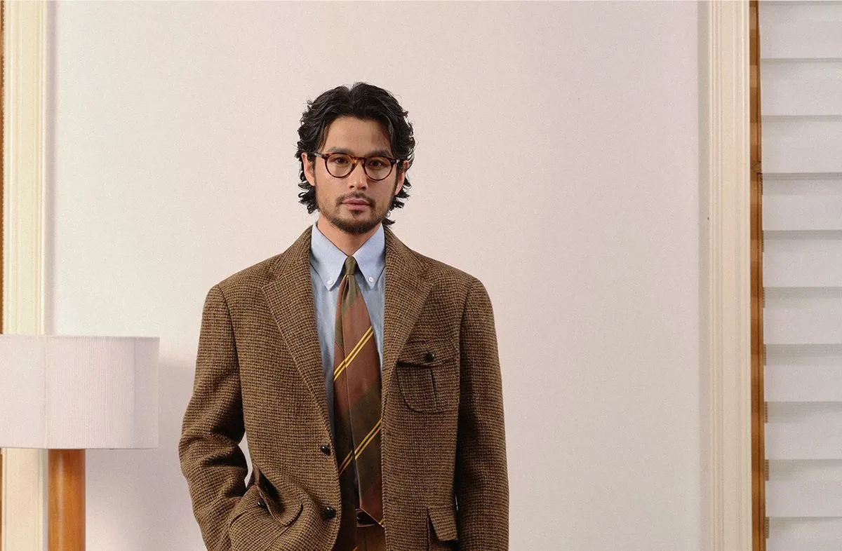 Brown Checkered Tweed Blazer