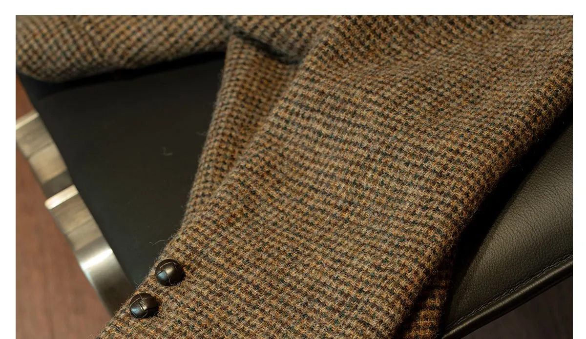 Brown Checkered Tweed Blazer