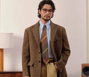 Brown Checkered Tweed Blazer