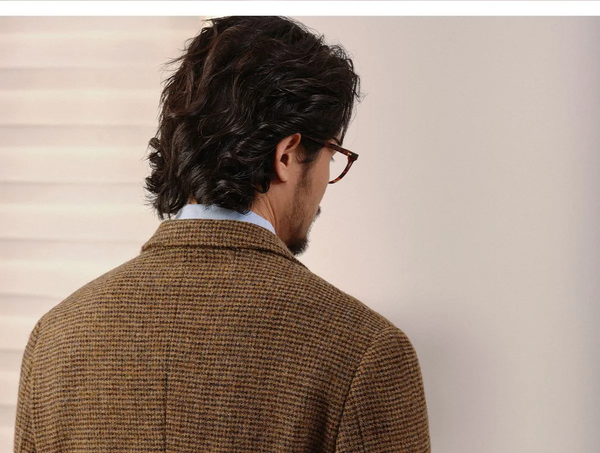 Brown Checkered Tweed Blazer