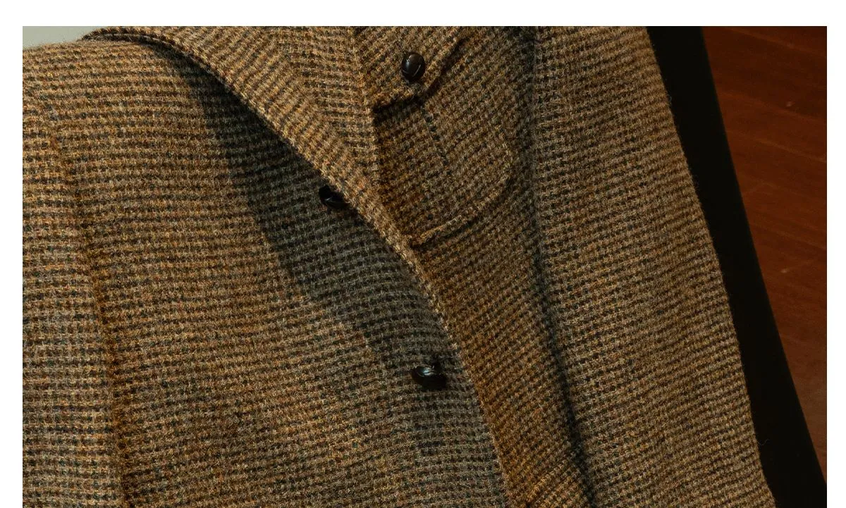 Brown Checkered Tweed Blazer