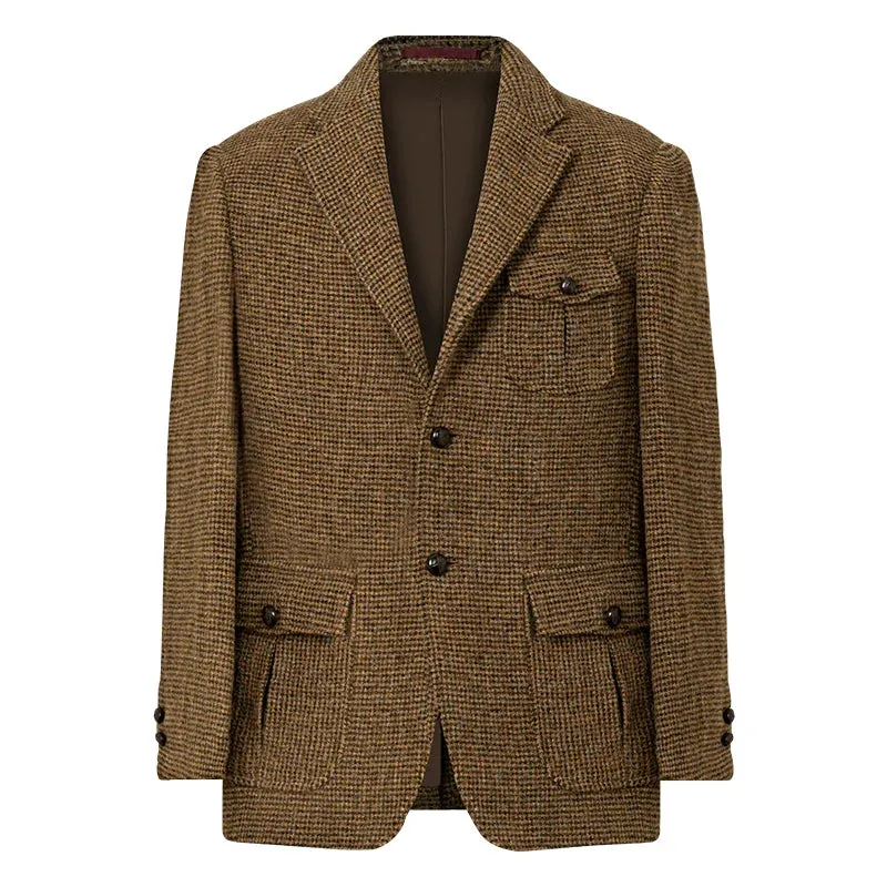 Brown Checkered Tweed Blazer