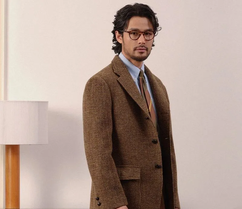 Brown Checkered Tweed Blazer
