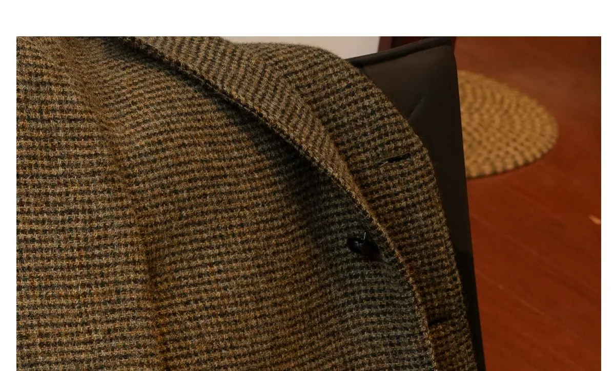 Brown Checkered Tweed Blazer