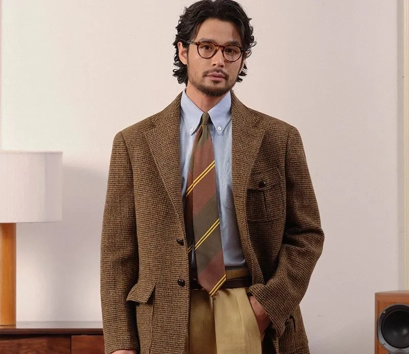 Brown Checkered Tweed Blazer