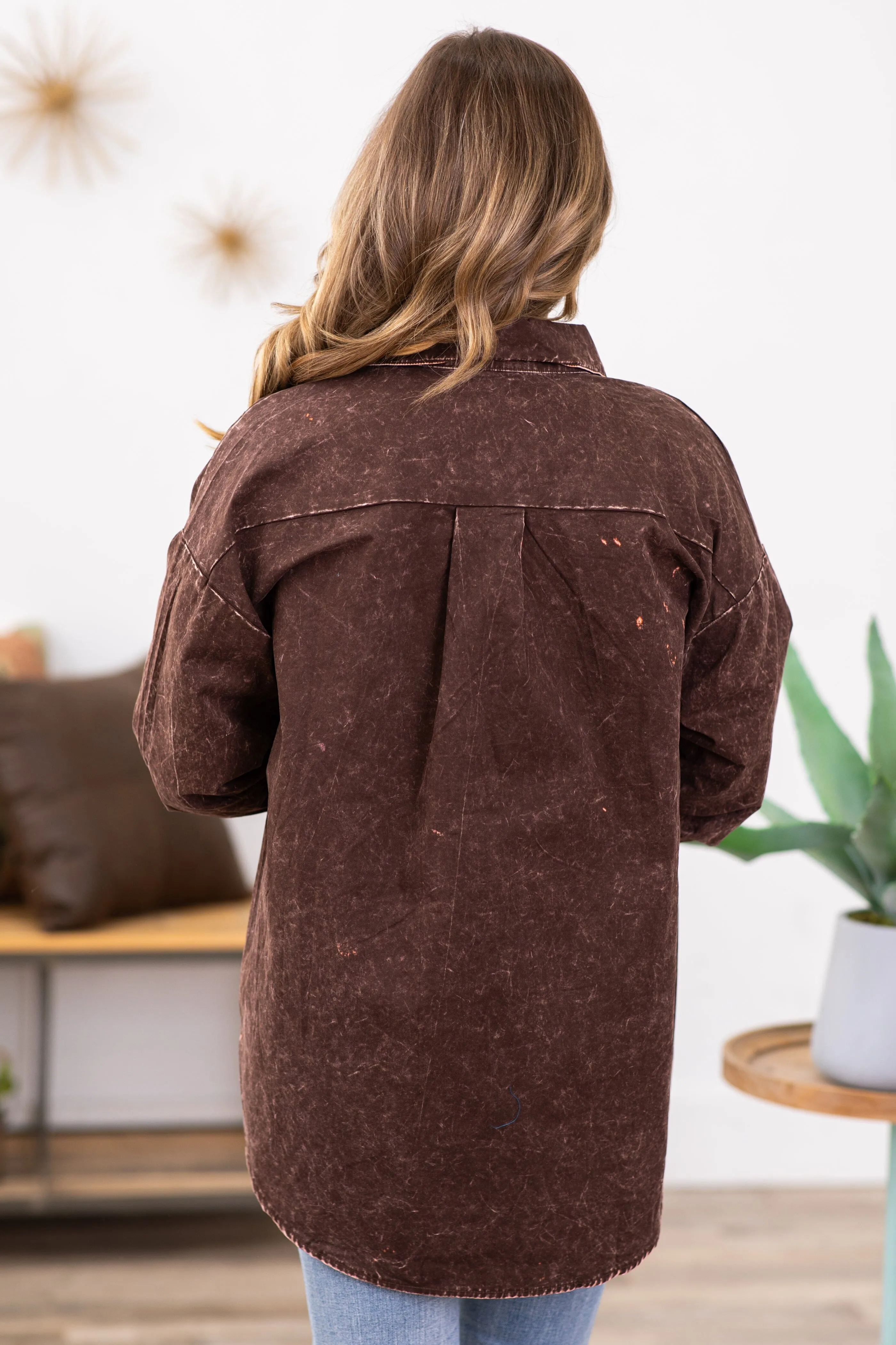 Brown Vintage Washed Shacket