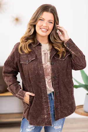 Brown Vintage Washed Shacket