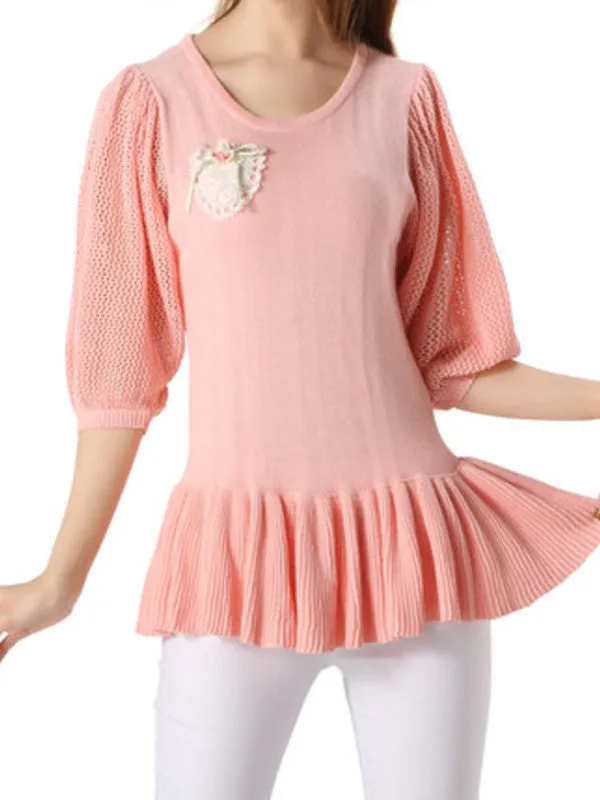 bubble sleeves flounce sweater