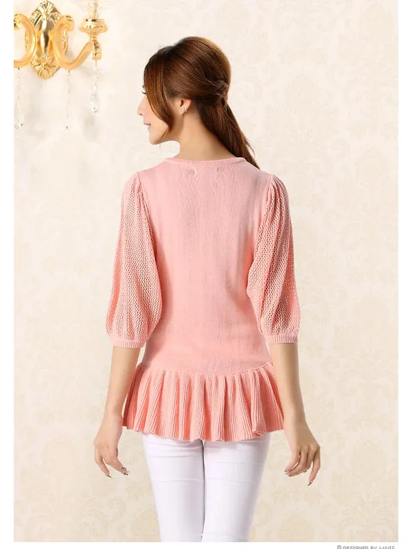 bubble sleeves flounce sweater