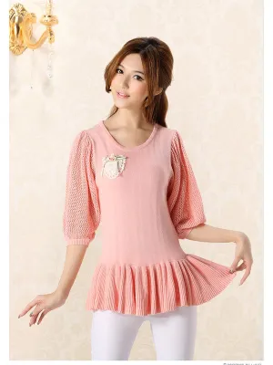 bubble sleeves flounce sweater