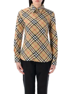 BURBERRY Slim Fit Check Cotton Shirt for Women - Spring Summer 25