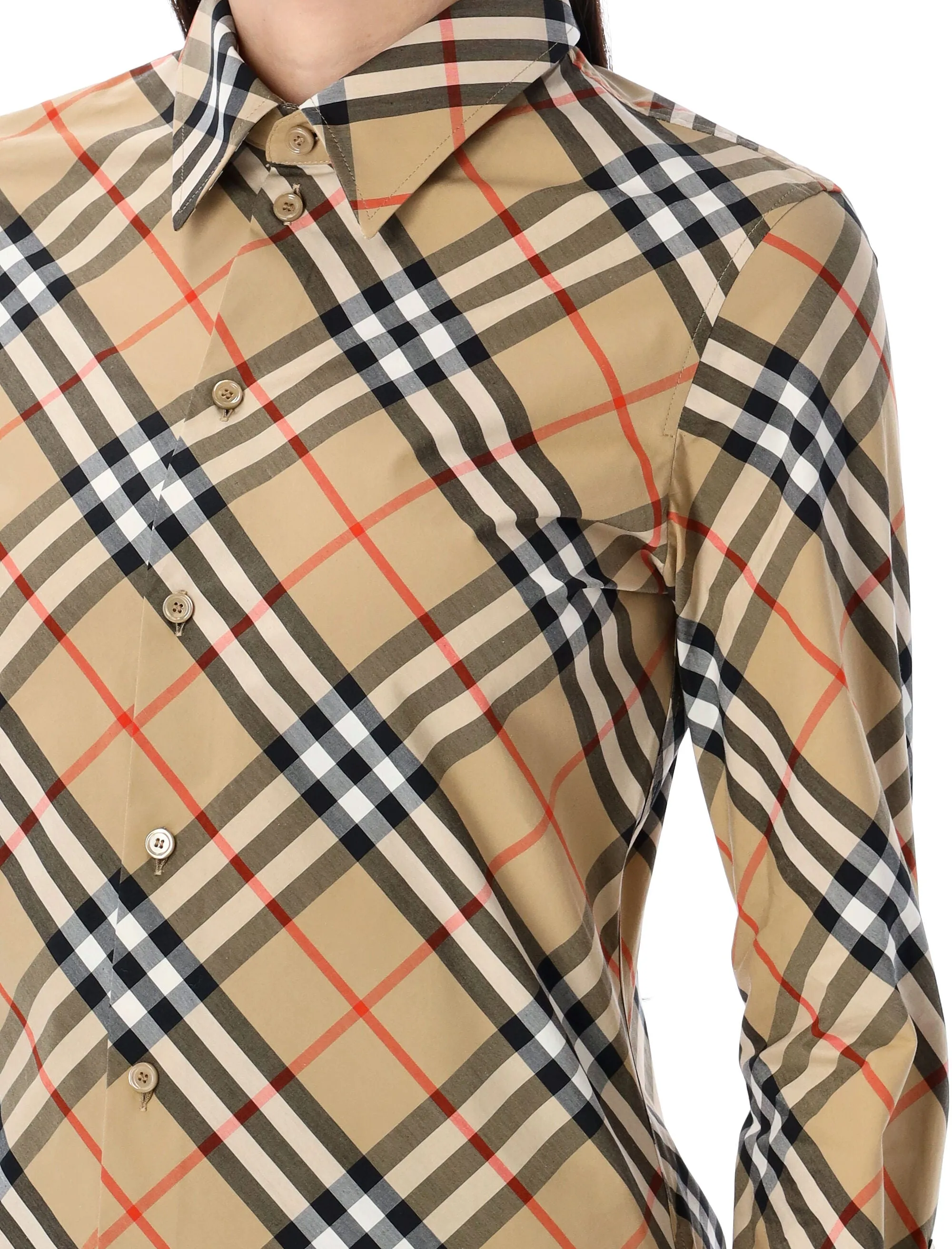 BURBERRY Slim Fit Check Cotton Shirt for Women - Spring Summer 25